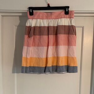 LOFT A-Line Skirt in Pink, Brown, Orange, and Gray Stripes